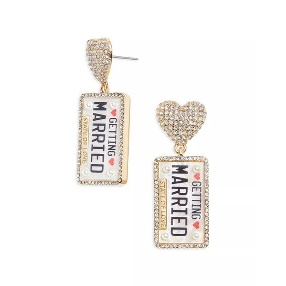 Baublebar Happily Ever After Getting Married Earrings License Plate - Picture 5 of 5